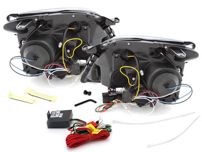 LED Tagfahrlicht Scheinwerfer für Opel Vectra C 02-08/05 schwarz