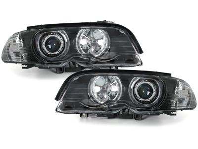 LED Angel Eyes Scheinwerfer für BMW E46 Coupe 98-01 schwarz