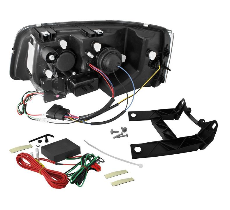 LED TAGFAHRLICHT Scheinwerfer für VW T5 03-09 black schwarz