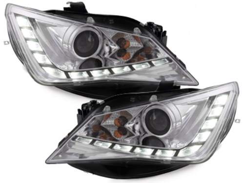 Scheinwerfer für chrom Seat Ibiza 6J Facelift 12-15 Tagfahrlicht-Optik
