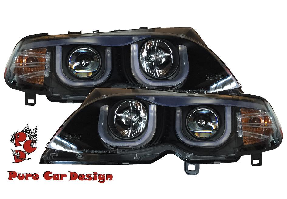 U-Design Angel Eyes Scheinwerfer BMW E46 Facelift 01-05 schwarz
