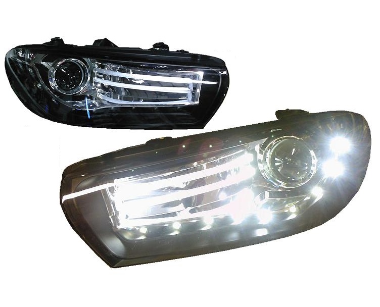 Scheinwerfer für VW Scirocco 3 08-14 Tagfahrlicht-Optik schwarz Depo