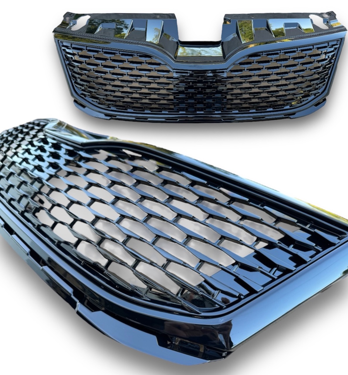 ABS Kunststoff Frontgrill Kühlergrill schwarz glänzend für Skoda Octavia 5E 17-20 Facelift Waben