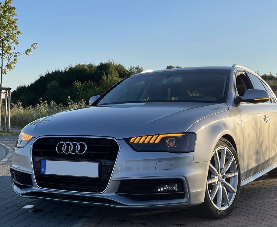 Halogen Scheinwerfer für AUDI A4 B8 8K 12-15 schwarz mit Led Laufblinker & Tagfahrlicht