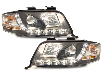 Scheinwerfer für AUDI A6 4B 97-01 Tagfahrlicht-Optik schwarz