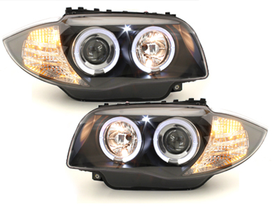 LED Angel Eyes Scheinwerfer für BMW E87 E81 04-11 schwarz Sonar
