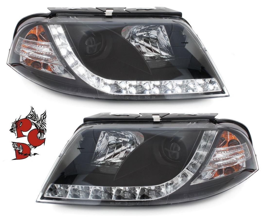 LED TAGFAHRLICHT Scheinwerfer für VW Passat 3BG 01-04 black schwarz