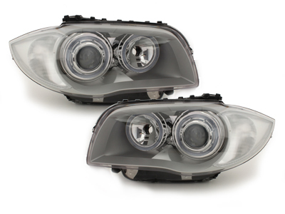 Angel Eyes Scheinwerfer für BMW 1er E87 E81 04-11 silber