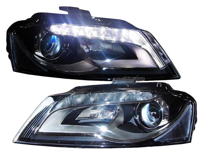 LED TAGFAHRLICHT Scheinwerfer für AUDI A3 8P 09-12 schwarz Depo