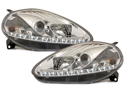 LED TAGFAHRLICHT Scheinwerfer für Fiat Grande Punto 05-08 chrom