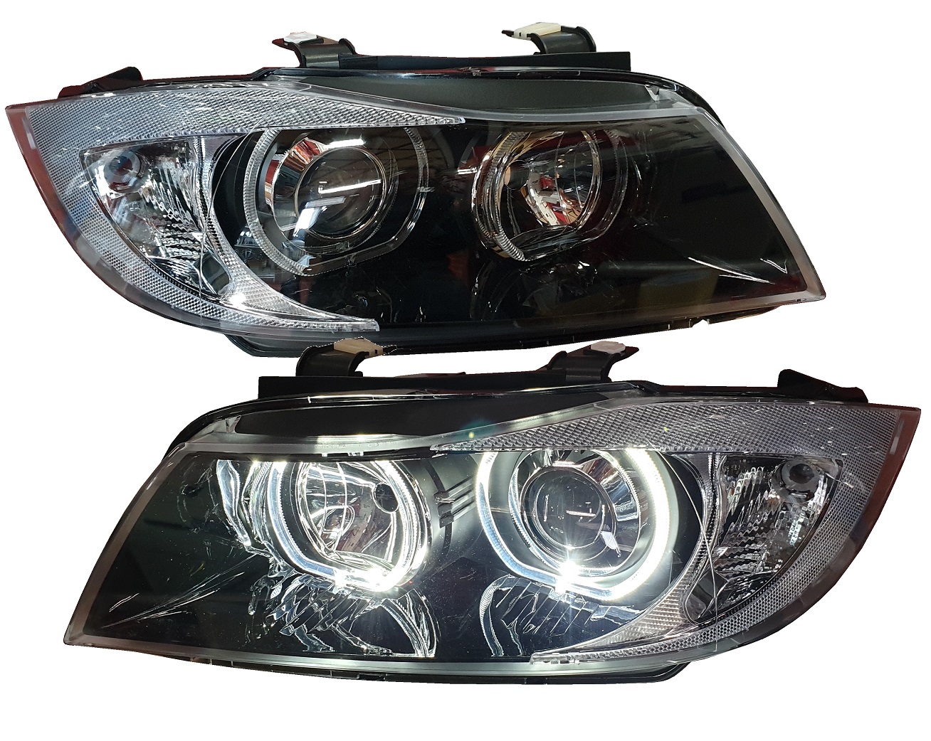 Led Angel Eyes Scheinwerfer schwarz für BMW 3er E90 E91 05-08 DEPO