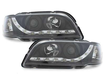 Scheinwerfer für Volvo S40 V40 96-99 Tagfahrlicht-Optik schwarz