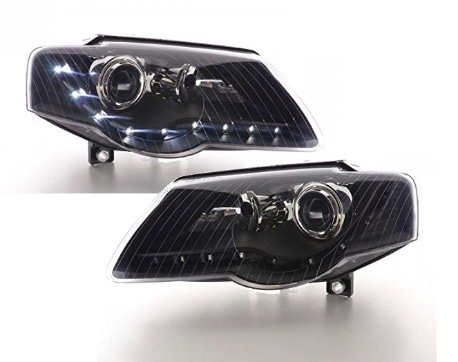 Scheinwerfer für VW Passat 3C B6 05-10 Tagfahrlicht-Optik schwarz DEPO