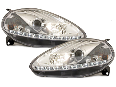 LED TAGFAHRLICHT Scheinwerfer für Fiat Grande Punto 05-08 chrom