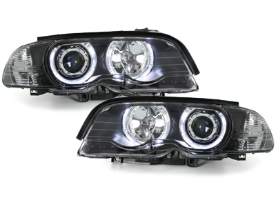 LED Angel Eyes Scheinwerfer für BMW E46 Coupe 98-01 schwarz
