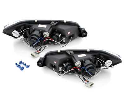 LED Angel Eyes Scheinwerfer für Peugeot 306 97-01 schwarz