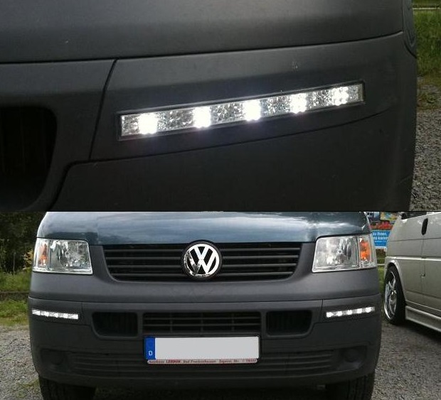 LED Tagfahrlicht für VW T5 Transporter 03-09 chrom Tagfahrleuchten