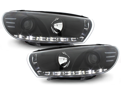 Scheinwerfer für VW Scirocco 3 III 08-14 Led Tagfahrlicht-Optik schwarz