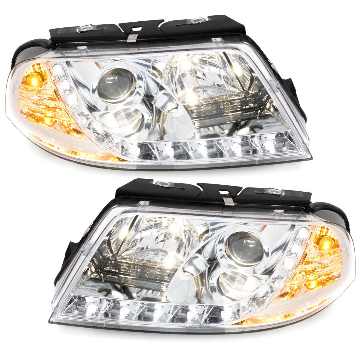 LED TAGFAHRLICHT Scheinwerfer für VW Passat 3BG 01-04 chrom