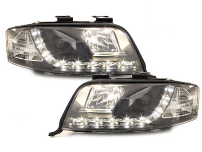LED TAGFAHRLICHT Scheinwerfer für AUDI A6 4B 97-01 black schwarz