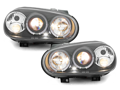 Led Angel Eyes Scheinwerfer für VW Golf IV 97-04 schwarz
