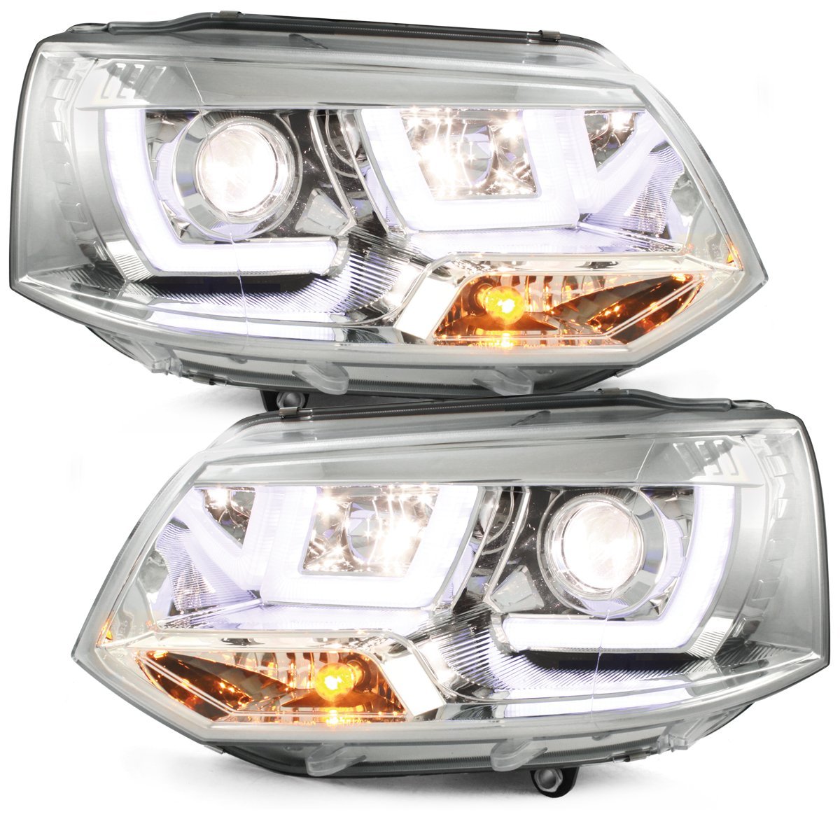 Lightbar Tagfahrlicht Scheinwerfer für VW T5 Bus Facelift 09+ chrom
