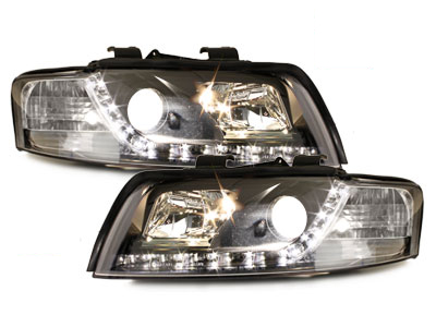 LED TAGFAHRLICHT Scheinwerfer für AUDI A4 8E 01-04 black schwarz