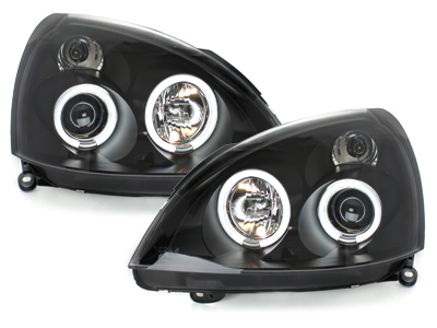 Scheinwerfer für Renault Clio MK3 01-05 CCFL Standlichtringe schwarz