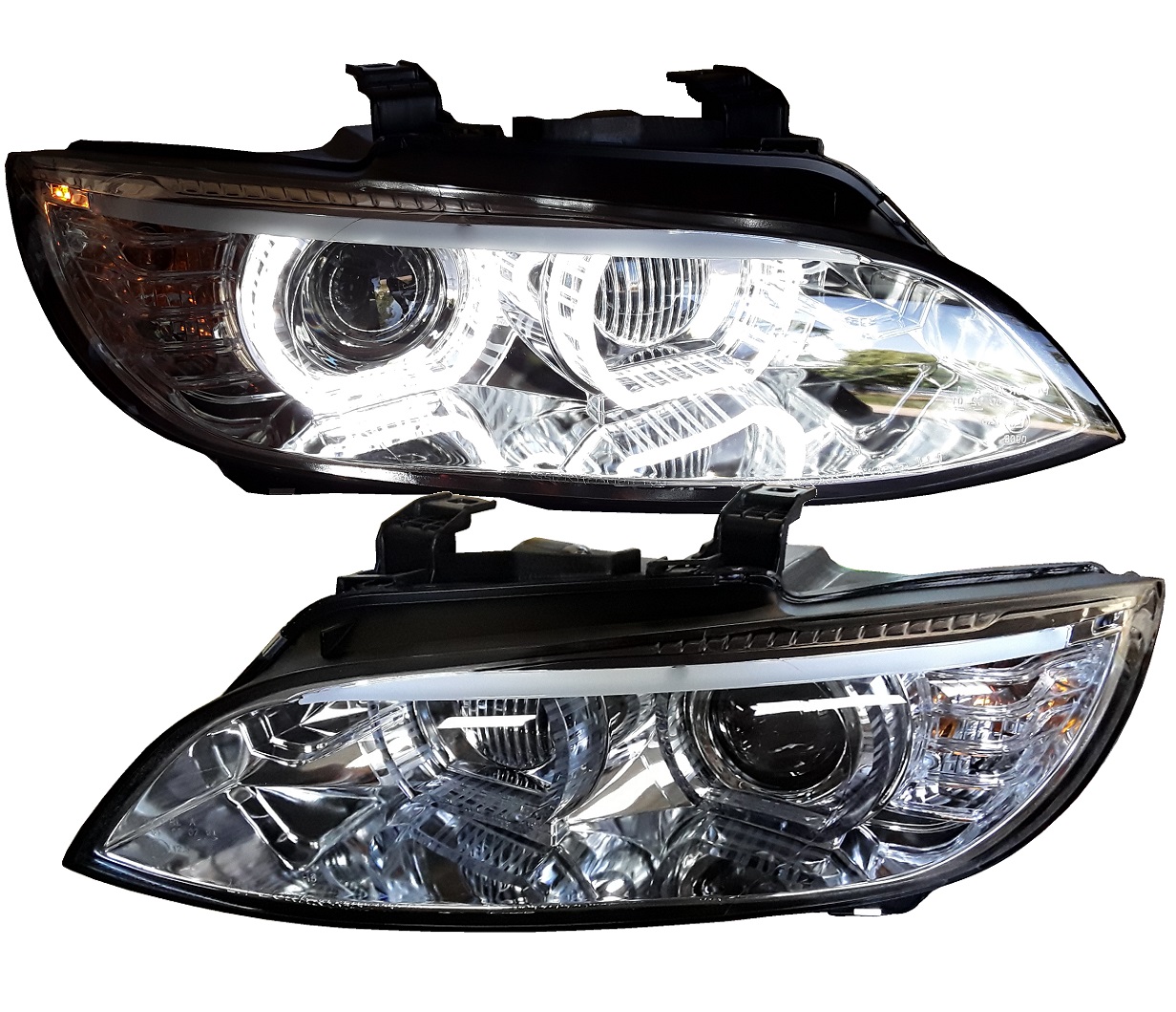 LED DRL Xenon Scheinwerfer für BMW E92 E93 05-10 chrom o. AFS
