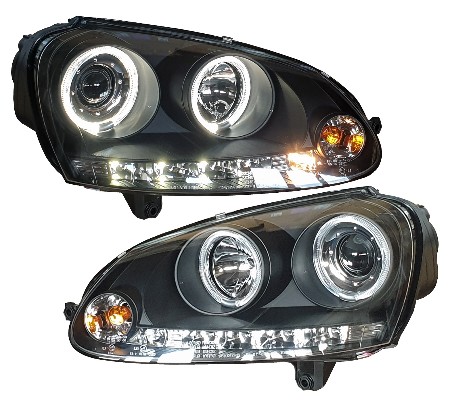 LED Angel Eyes Scheinwerfer für VW Golf V 03-09 schwarz Sonar ohne el. LWR
