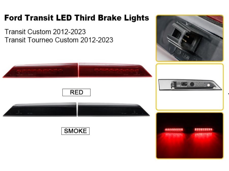 LED 3. Bremsleuchte schwarz für Ford Transit Custom und Ford Tourneo Custom ab 2012 mit Flügeltüren