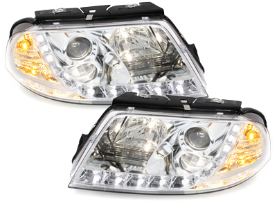 LED TAGFAHRLICHT Scheinwerfer für VW Passat 3BG 01-04 chrom