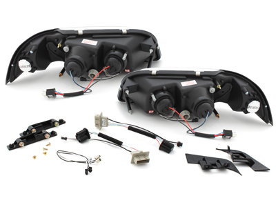 Scheinwerfer für Volvo S40 V40 96-99 Tagfahrlicht-Optik schwarz