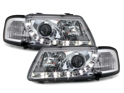 LED TAGFAHRLICHT Scheinwerfer für AUDI A3 8L 09.96-08.00 chrom mit Dimmfunktion