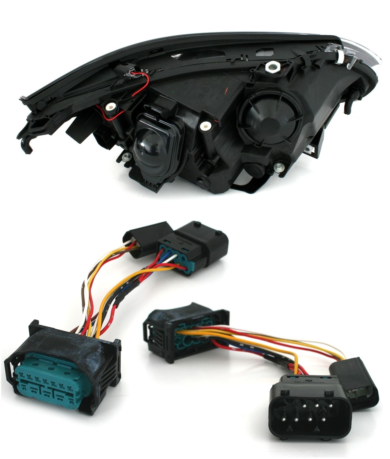 Scheinwerfer für BMW E60 E61 03-07 schwarz Led Angel Eyes DEPO