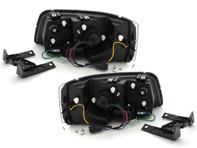 Scheinwerfer für VW T5 Bus 03-09 Tagfahrlicht-Optik schwarz ohne Motor