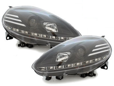 LED TAGFAHRLICHT Scheinwerfer für Fiat Punto Evo 09+ black schwarz
