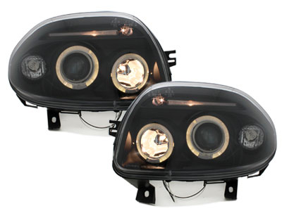 Scheinwerfer für Renault Clio II 98-01 2 Led Standlichtringe schwarz