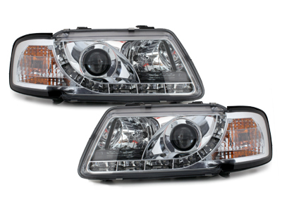 Scheinwerfer für AUDI A3 8L 09.96-08.00 Tagfahrlicht-Optik chrom
