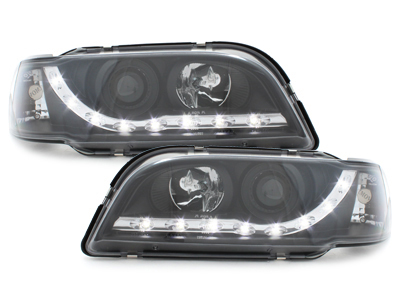 Scheinwerfer für Volvo S40 V40 96-99 Tagfahrlicht-Optik schwarz