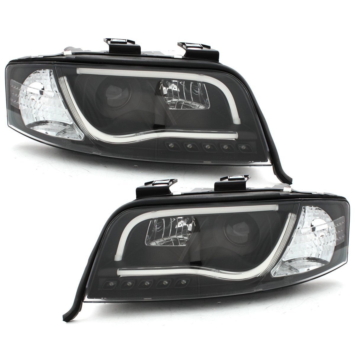 Light-Tube Scheinwerfer für Audi A6 4B C5 97-09/99 schwarz