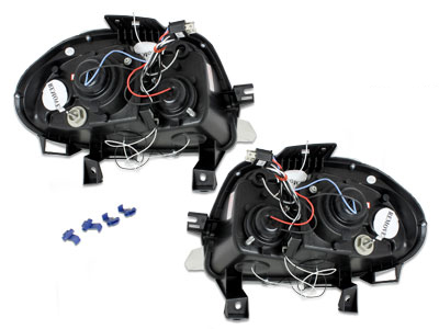 Scheinwerfer für Renault Clio II 98-01 2 Led Standlichtringe schwarz