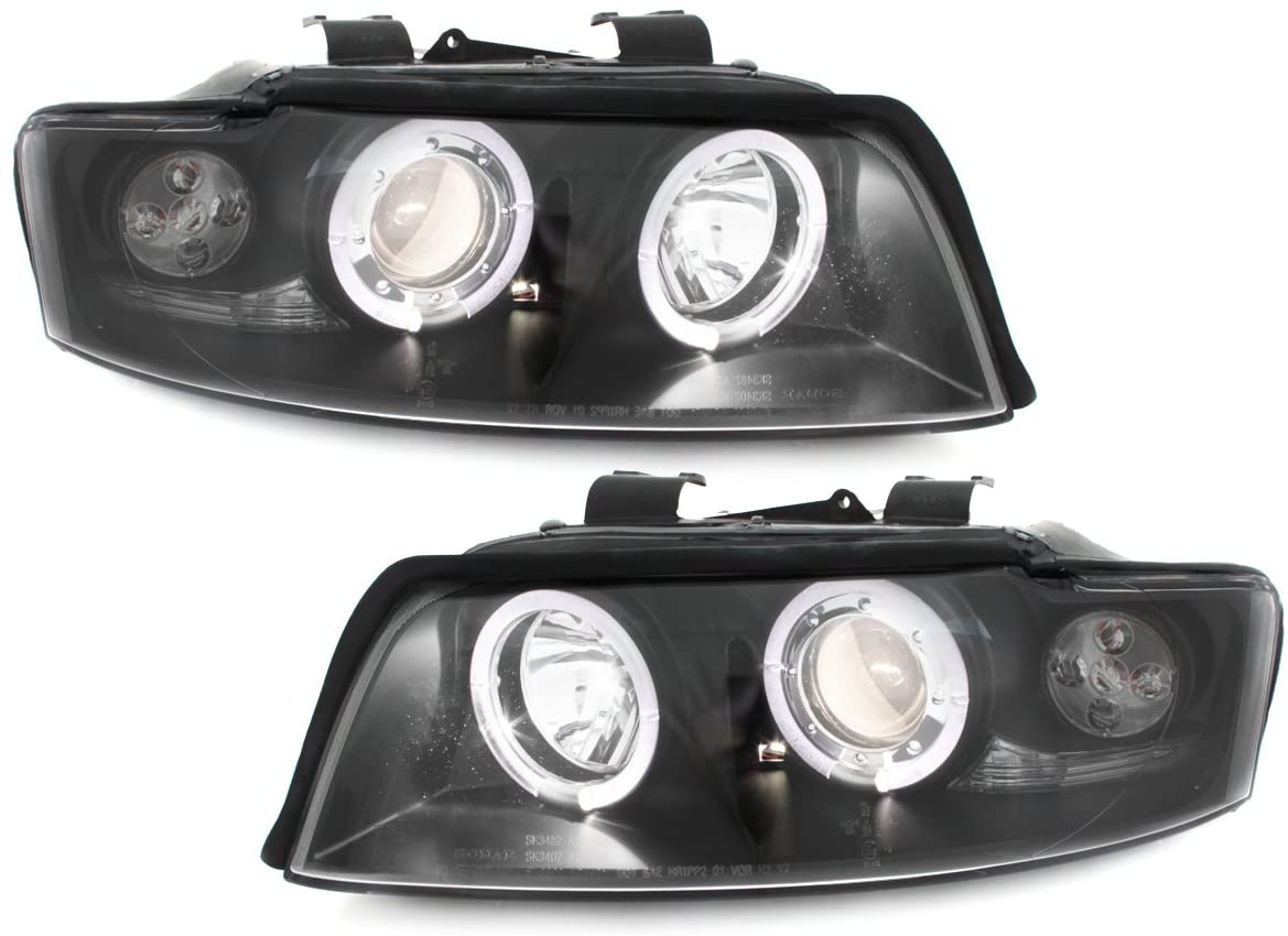 LED Angel Eyes Scheinwerfer für AUDI A4 8E B6 01-04 schwarz