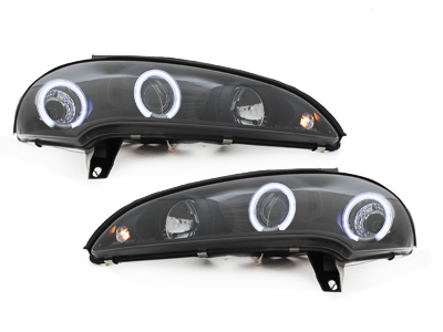 Scheinwerfer für Opel Tigra 94-00 2 Led Standlichtringe schwarz