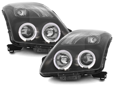 Led Angel Eyes Scheinwerfer für Suzuki Swift EZ MZ 2005-2010 Led Standlichtringe schwarz