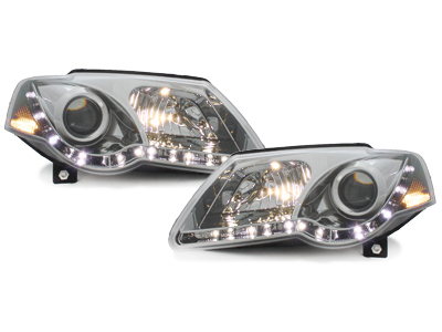 Scheinwerfer für VW Passat 3C B6 05-10 Tagfahrlicht-Optik chrom Sonar