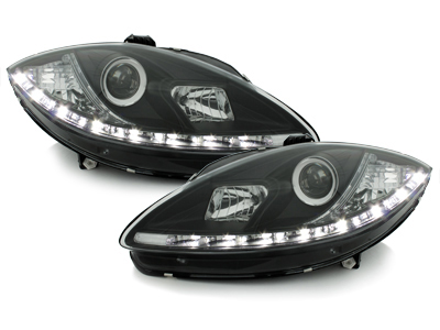 Scheinwerfer für Seat Altea 5P 05-09 Tagfahrlicht-Optik schwarz