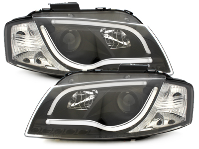 Lightbar Tagfahrlicht Scheinwerfer für AUDI A3 8P 03-08 schwarz