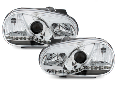 Scheinwerfer für VW Golf 4 IV 97-04 Tagfahrlicht-Optik chrom