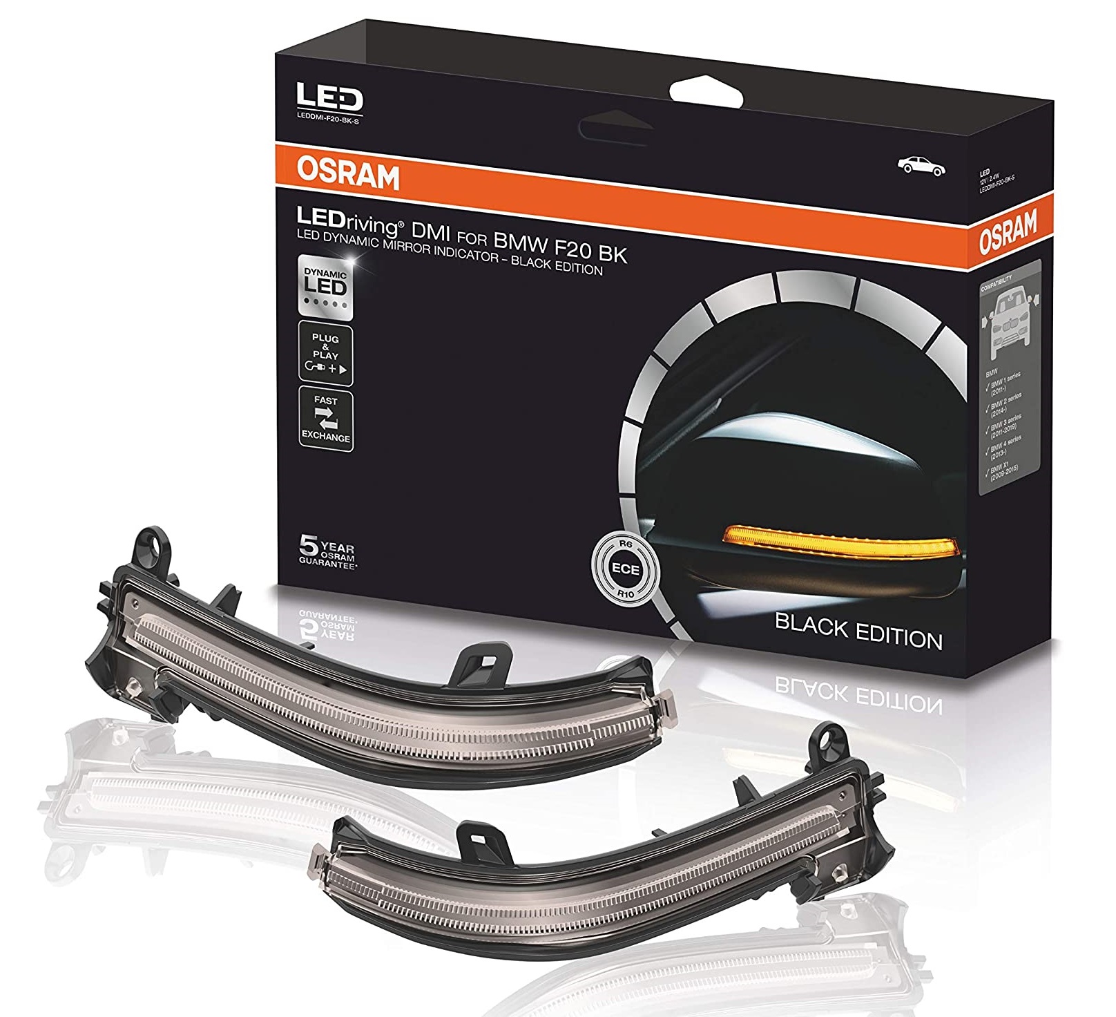 OSRAM Dynamischer LED Spiegelblinker für BMW X1 E84 Laufblinker BLACK-EDITION